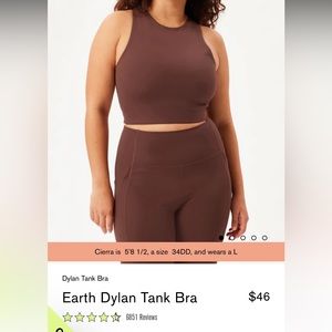 Girlfriend collective XXL Dylan tank bra in Mauve